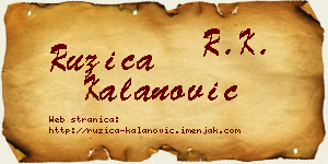 Ružica Kalanović vizit kartica